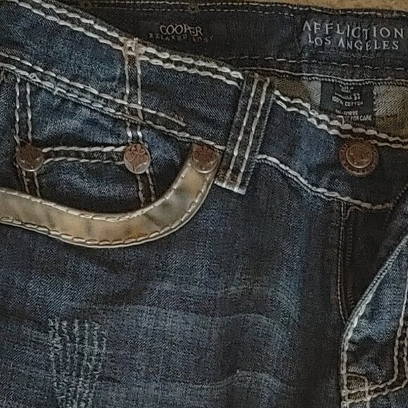 Men's Affliction Cooper Relaxed Boot Cut Jean - Size 34 - Picture 3 of 5